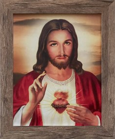 Vászonkép 30x25 Jézus Krisztus Jézus Szíve Tölgy Keret