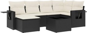 vidaXL 7 részes fekete polyrattan kerti ülőgarnitúra párnával