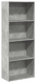 betonszürke szerelt fa könyvespolc 60 x 30 x 152 cm