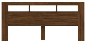 barna tölgyszínű szerelt fa LED-es fejtámla 220x18,5x103,5 cm