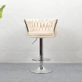 Design bárszék, bézs Velvet szövet/króm, BRIN
