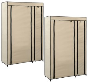 2 db krémszínű összecsukható szövet ruhásszekrény 110x45x175 cm