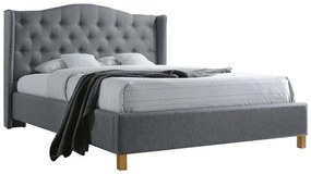 Kárpitozott ágy ASPEN 160 x 200 cm szürke/tölgy