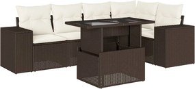 vidaXL 6 részes barna polyrattan kerti ülőgarnitúra párnával