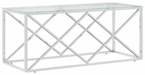 üveg és rozsdamentes acél dohányzóasztal 110x45x45 cm