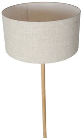 Rusztikus állólámpa fa, világosbarna árnyékolóval - Mels