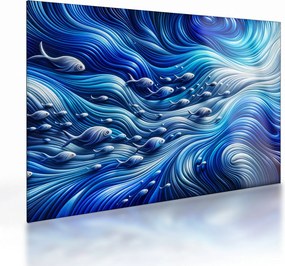 Üveg kép – Halak a hullámokban (70x50 cm)