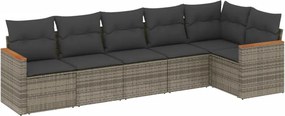 vidaXL 6 részes szürke polyrattan kerti ülőgarnitúra párnákkal