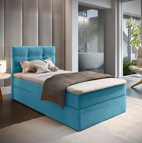 Kárpitozott boxspring ágy GLORIEN VELVET 90x200 cm kék Matrac: Bonell rugós matrac