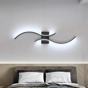 Fali Lámpa Fekete Lineáris Fali Led Modern Nappali Távirányítóval 80CM