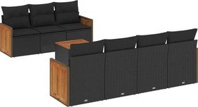 vidaXL 8 részes fekete polyrattan kerti ülőgarnitúra párnákkal