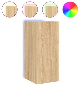 2 db sonoma tölgy színű fali TV-szekrény LED-del 30,5x35x70 cm