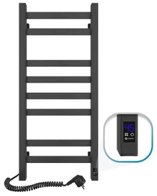 Fürdőszobai létrás törölközőszárító termosztáttal AVANGARD 251W/230V 80,6 cm IP44 fekete, balos kivitel