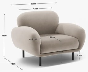 Sötétkék buklé fotel Poppy – Micadoni