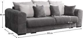 Extra tágas kanapé, szürke/világosszürke/bézs, GILEN BIG SOFA