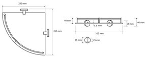 SAPHO XR605 X-Round E üveg sarokpolc 25 x 7 x 25cm