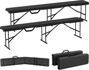 Outsunny 2 darabos Sörsátor Pad Összecsukható 8 fős 182cm-es Parti Pad Hordozó Fogantyúval, Fém Lábakkal, HDPE Időjárásálló Kemping Pad Belső, Külső,