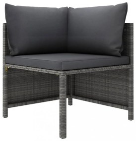 3 részes szürke polyrattan kerti bútorszett párnákkal