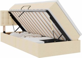 vidaXL Ágy tárolóval és matraccal matracmal Krém 100 x 200 cm Faanyag