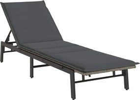 vidaXL szürke polyrattan napozóágy párnával