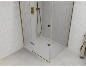 Mexen Roma zuhanykabin 120 x 70 cm, 6mm átlátszó üveg, arany profil + Vékony zuhanytálca, 854-120-070-50-00-4010