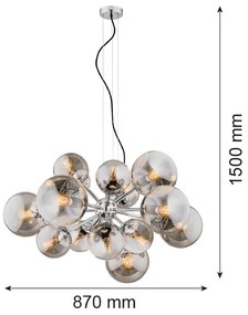 Argon 5022 - Csillár zsinóron SATELITE 15xE27/15W/230V fényes króm