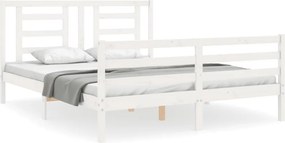 vidaXL fehér tömör fa ágykeret fejtámlával 160 x 200 cm