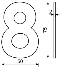 Házszám "8", RN.75L, rozsdamentes acél