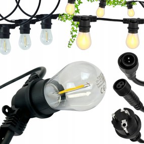 Kerti Fényfüzér Kerti Lámpa Lánc 10M 10XLED E27 Vízálló