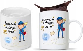 Postásnak Bögre Persely Szett Ajándék fényképes nyomtatással