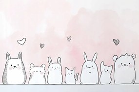 Fotótapéta Flizelina Gyerekek Vicces Állatok Szívecskék 416x254 ragasztó