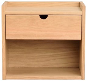 Natúr színű tölgyfa függő-polcokkal éjjeliszekrény Hillmond – Rowico