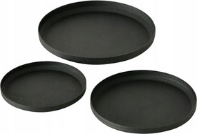 Gyertyatartó Állvány szett 3 db-os fekete matt kerek Tálca