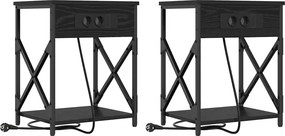 vidaXL Éjjeliszekrény 2 pcs Fekete tölgy 41 x 31 x 51 cm Faanyag