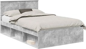 vidaXL Ágykeret fejtámlával Beton 120 x 200 cm Tömör fenyőfa
