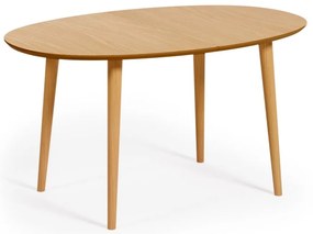 Natúr színű bővíthető étkezőasztal tölgyfa dekorral 90x140 cm Oqui – Kave Home