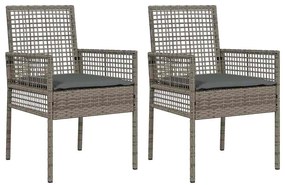 vidaXL Kerti Szék párnával 2 pcs Szürke 55 x 53 x 85 cm polirattan