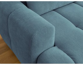 Kék kinyitható-tárolóhelyes sarokkanapé (jobb oldali-heverő résszel) Fuji – Bobochic Paris