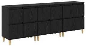 Oldalszekrények 3 pcs Fekete tölgy 60 x 35 x 70 cm Faanyag