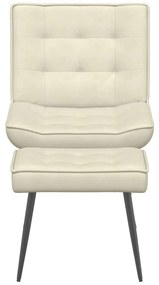 krémszínű bársony pihenőfotel lábtartóval