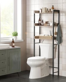 3 Szintes WC/mosógép fölé helyezhető polc szürkés-bézs és fekete színben