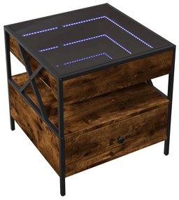 füstös tölgy végtelen hatású LED-es dohányzóasztal 50x50x51 cm