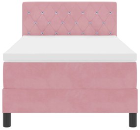 Box Spring Ágy Matraccal Rózsaszín 90x200 cm Bársony
