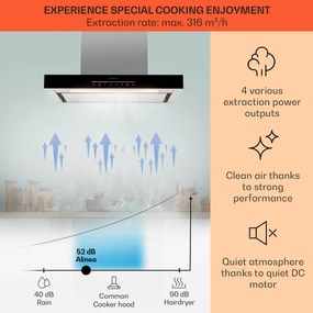 Klarstein Alinea 60, Smart, páraelszívó, 60 cm, falra szerelhető, WiFi, A++, 500 m³/h, érintőképernyő
