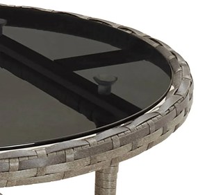 szürke polyrattan és edzett üveg kerti asztal Ø60 x 75 cm