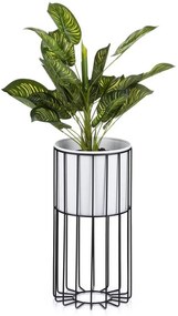 Fém virágcserép LOFT 42x20 cm fekete/fehér