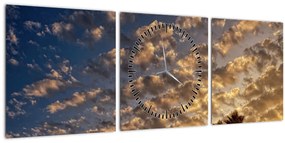 Kép - Pálmafák a felhők között (órával) (90x30 cm)