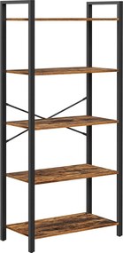 Könyvespolc, 5 szintes tároló polc 66 x 30 x 153 cm, barna
