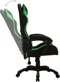 vidaXL zöld és fekete műbőr versenyszék RGB LED-világítással