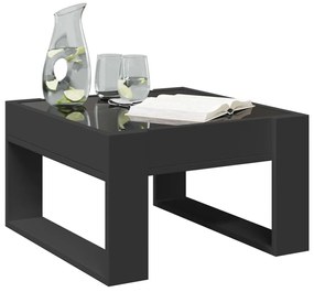 Fekete végtelen hatású LED-es dohányzóasztal 50 x 53 x 30 cm